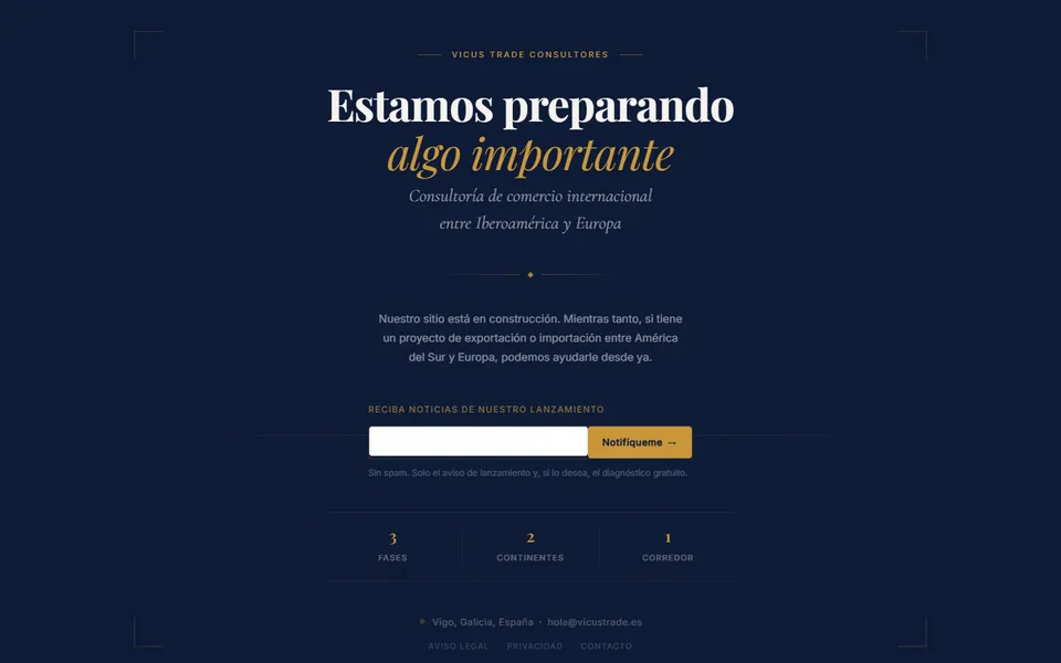 Página inicial de Vicus Trade Consultores